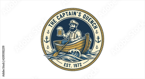 Valokuva The Captains Quench Vintage Logo Design.