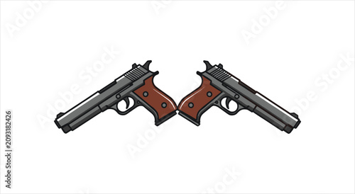 Obraz na plátně Two Handguns Pointed Away From Each Other.