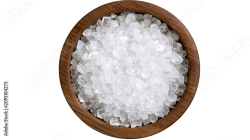 Obraz na płótnie Coarse sea salt crystals in wooden bowl