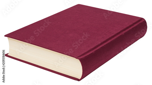 фотографія Closed hardback book with textured burgundy cover and cream pages