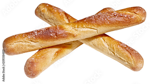 Photos Golden brown breadsticks with coarse salt sprinkled on top