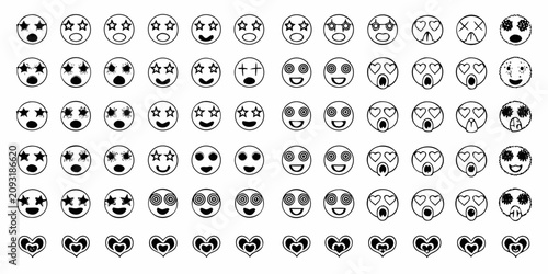 Foto Collection Of Black And White Facial Expression Icons On White Background