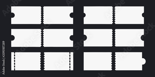 Fotografía set of blank white ticket stubs on black background tickets coupons stub design