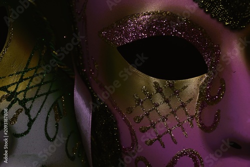 mardi gras carnival masks on black background 