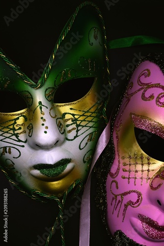 mardi gras carnival masks on black background 