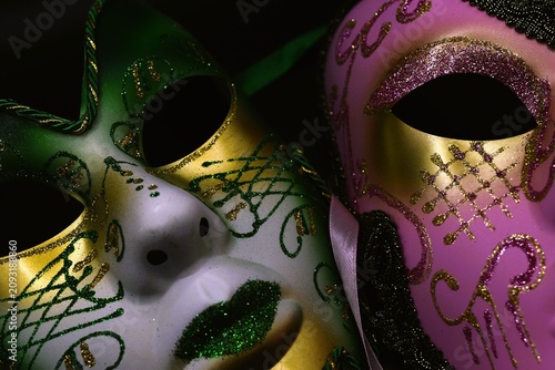 mardi gras carnival masks on black background 