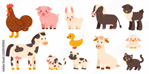 Konstfotografi Farm animal vector illustration set on a white background