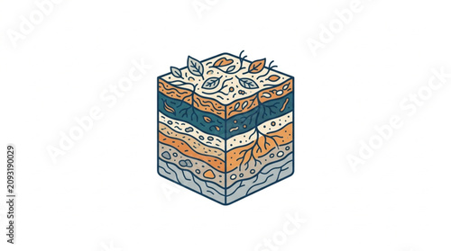 Canvas Print Cross section of earth layers showing soil water and rock strata.
