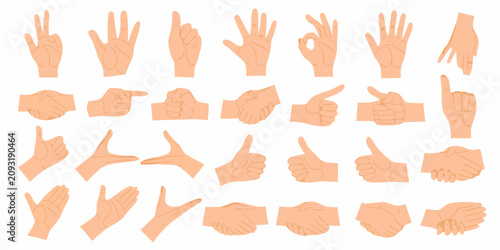 Konstfotografi Collection Of Hand Gesture Icons In Peach Tones On White Background