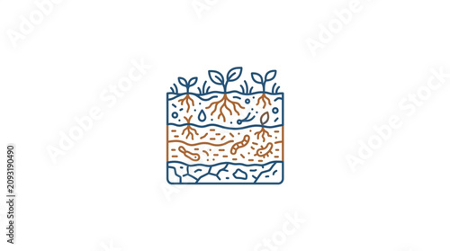 Fotografia Cross section of healthy soil with plant roots and organisms.