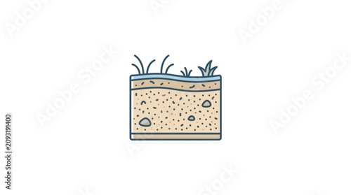 Принти на полотні Cross section of soil layers with grass on top illustration.
