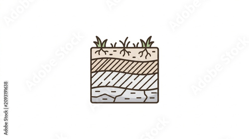 Canvastavla Cross section of soil layers with grass on top.