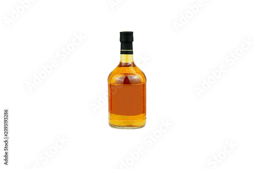 Amber Whiskey Bottle Isolated on Transparent Background PNG – Premium Glass Liquor Bottle Cut out