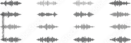 Foto Collection of sixteen black sound wave  audio
