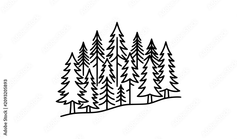 Obraz premium Evergreen Taiga Forest Thin Line Vector Icon Editable Stroke