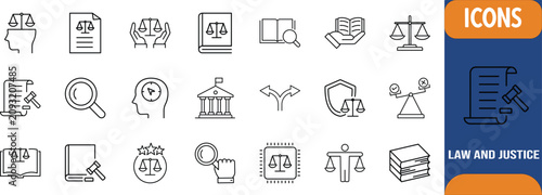 Foto Law and justice outline icons