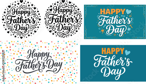 Happy father day typography collection vector designs for cards and gifts