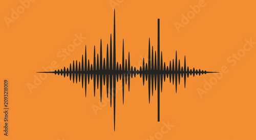 Black sound wave graphic on an orange background