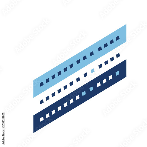 Abstract geometric pattern with blue and dark blue stripes