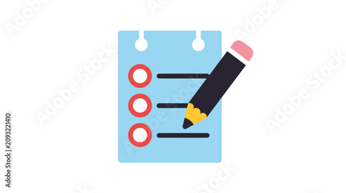 Notepad with Pencil Flat Illustration