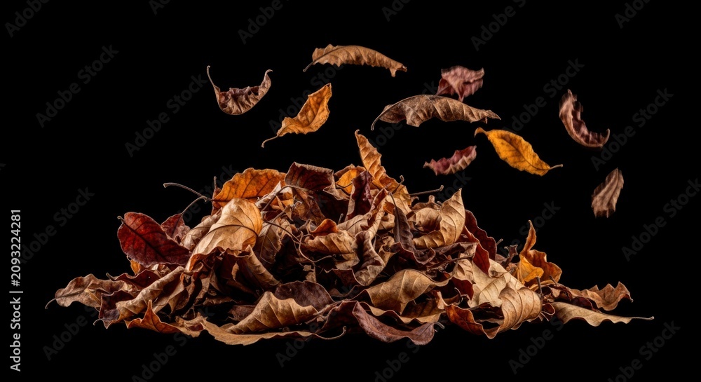 Fototapeta premium Dry leaves falling in air.