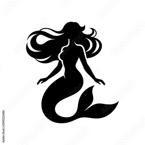 Fotografie Masterpiece Mermaid icon featuring a graceful mythical sea creature with elegant proportions and flowing details