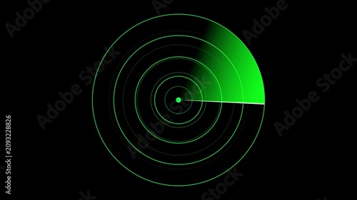 Futuristic cyber radar sweep rotating on alpha channel, green hud interface for military and scientific tracking technology. 4K video