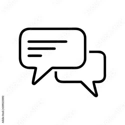 Minimalist chat bubble line icon set for digital communication apps.
