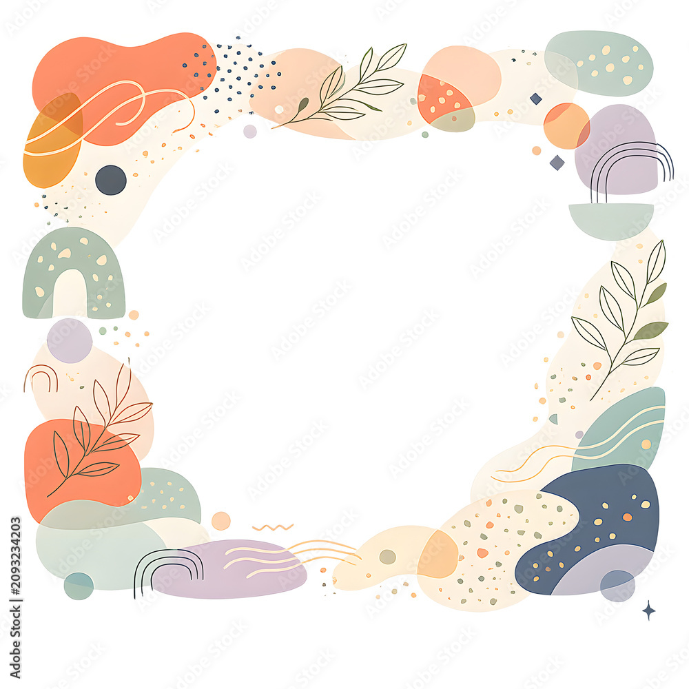 Obraz premium Abstract Floral Organic Frame Border Isolated on Transparent Background