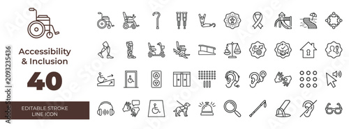 Obraz na płótnie Accessibility and Inclusion Line Icons Set