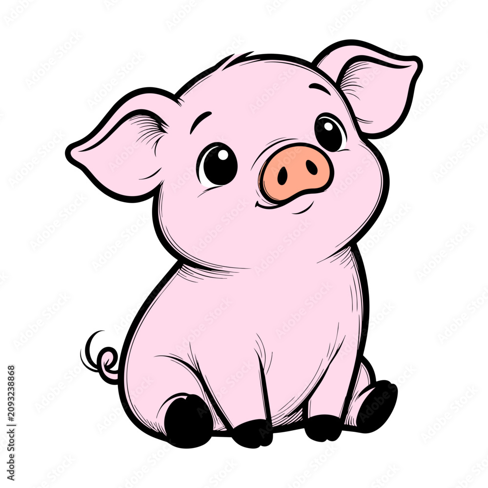 Obraz premium The Cute Pig Cartoon Illustration