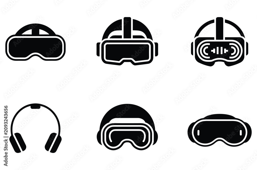 Fototapeta premium Virtual reality goggles silhouette icon