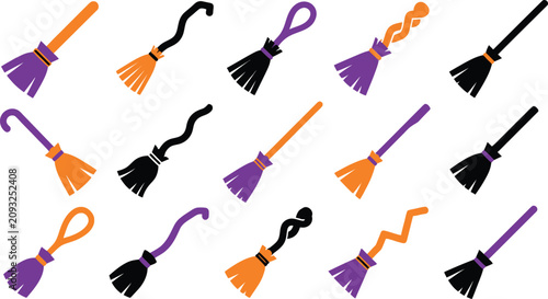 Photos Halloween broomsticks for witches and wizard costumes and decorations
