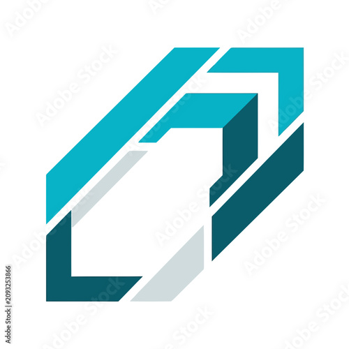 Abstract geometric shape with blue and gray colors
