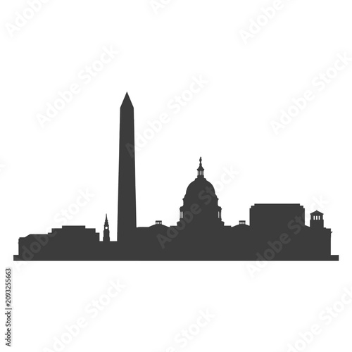Washington Dc Skyline Silhouette Against White Background