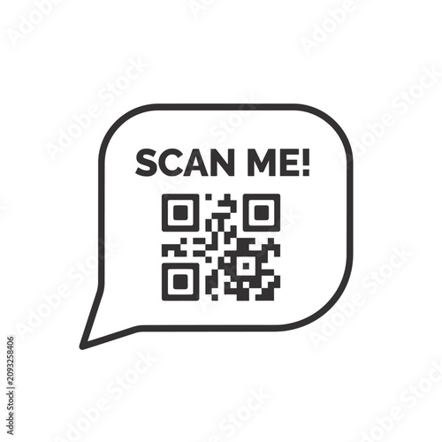 Qr Code In Speech Bubble Icon Flat Silhouette Design
