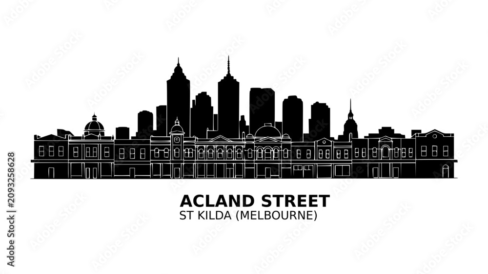 Obraz premium Acland Street St Kilda Melbourne Beachside Lifestyle Line Art