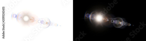 Konstfotografi Camera lens flare effect with a bright light source and rainbow circular reflect