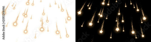 Cuadro en lienzo Falling star light curtain with numerous glowing stars descending vertically acr