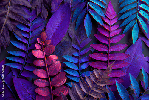 Electric Botanical Tapestry of Luminous Purple and Blue Leaves