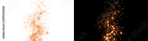 Canvastavla Rising fire ember sparks floating upward with glowing orange particles against d