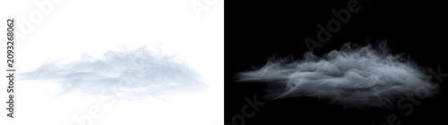 Obraz na plátně Wispy blue smoke cloud drifting horizontally with soft cool toned billows perfec