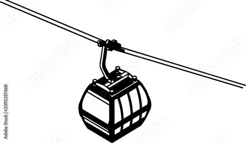 Cable car, gondola lift, aerial tramway, transportation icon, travel symbol, vector illustration