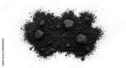 Pile of dark crushed charcoal.