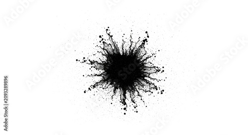 Black Ink Splatter on White.