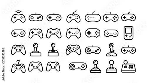 Foto Various gaming controllers and joysticks for video games on computers and consol