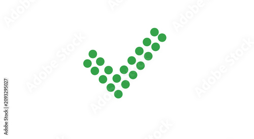 Green dotted check mark icon vector illustration on white background