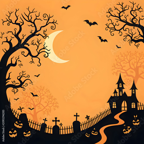 a spooky stylized Halloween border or background