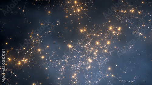The process of glowing stars forming constellations in the vast cosmos.(1)