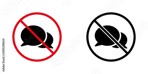 Obraz na plátně No Chatting Prohibition Sign Icon Set